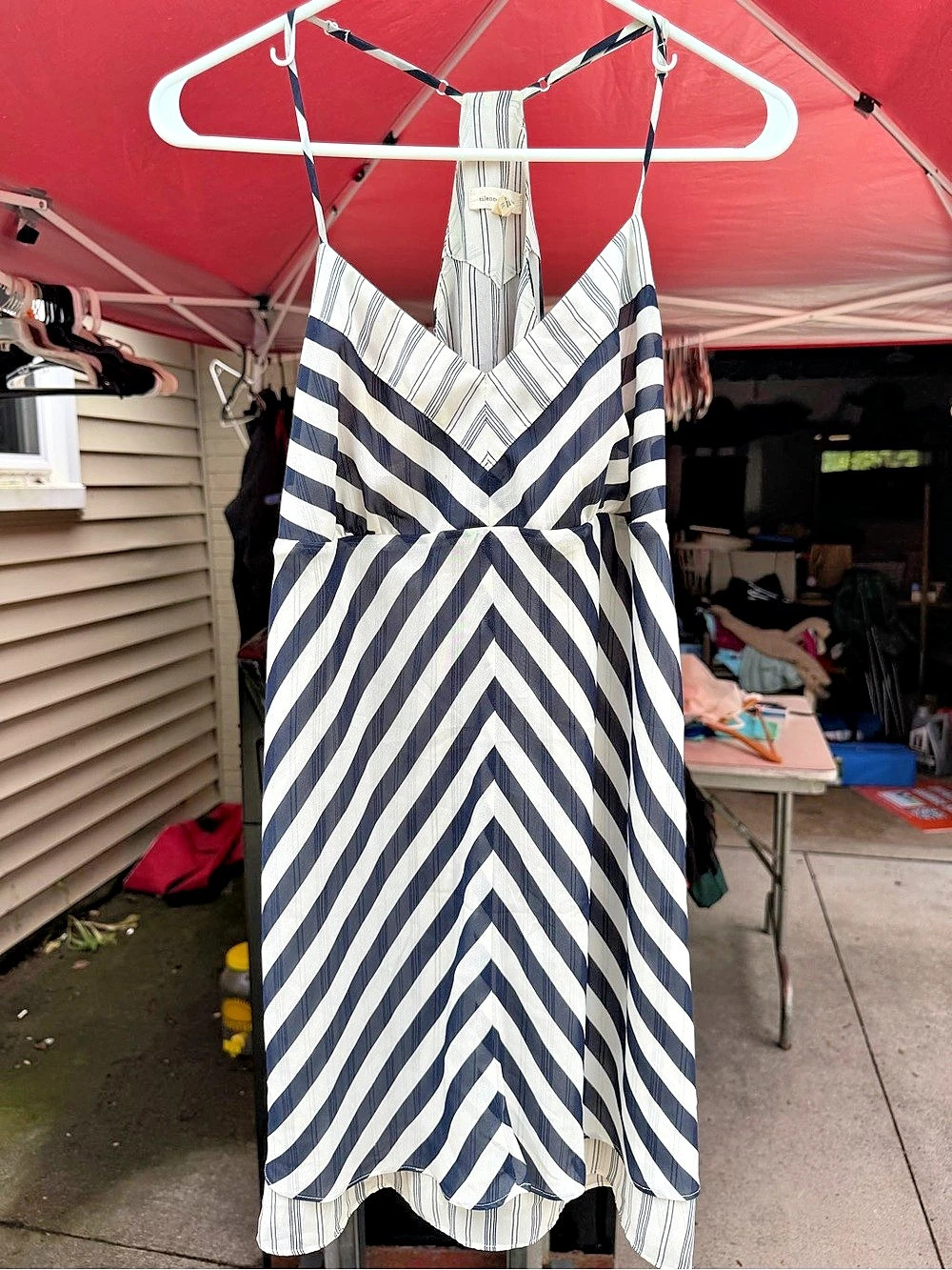 silence + noise Striped Mini Dress in Blue & White